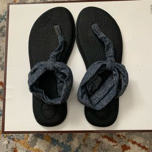 Sanuk Yoga Sling Ella Flip Flops Blue Grey Size 8